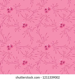 Little Flowers. Seamless Pattern with Delicate Daisy Flowers. Feminine Rapport for Linen, Fabric, Wallpaper in Trendy Liberty Style. Colorful Seamless Pattern with Tiny Flowers. Vector Background.