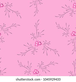 Little Flowers. Seamless Pattern with Gentle Daisy Flowers. Feminine Rapport for Linen, Fabric, Wallpaper in Trendy Country Style. Colorful Seamless Pattern with Tiny Flowers. Vector Background.