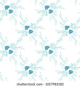 Little Flowers. Seamless Pattern with Gentle Daisy Flowers. Feminine Rapport for Linen, Textile, Fabric in Trendy Rustic Style. Colorful Seamless Pattern with Tiny Flowers. Vector Background.