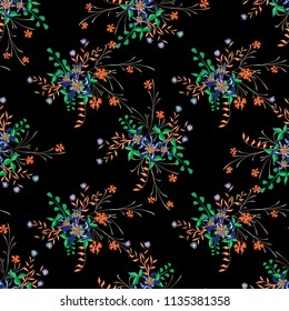 Little Flowers. Seamless Pattern with Gentle Wildflowers. Girlie Natural Background in Liberty Style with Small Blossoms of Daisy Flowers. Vector Ditsy Pattern for Paper, Textile. Floral Texture