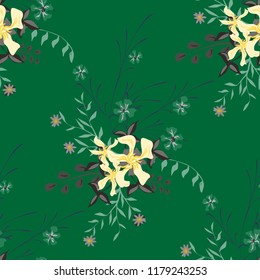 Little Flowers. Seamless Pattern with Gentle Wildflowers. Girlie Natural Background in Liberty Style with Small Blossoms of Daisy Flowers. Vector Ditsy Pattern for Fabric, Textile. Floral Texture