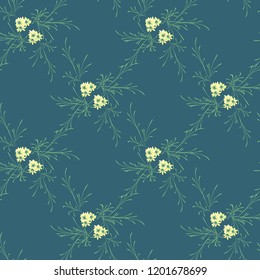 Little Flowers. Seamless Pattern with Gentle Daisy Flowers. Feminine Rapport for Linen, Fabric, Wallpaper in Trendy Country Style. Colorful Seamless Pattern with Tiny Flowers. Vector Background.