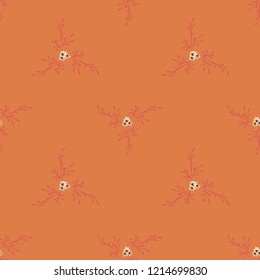 Little Flowers. Seamless Pattern with Gentle Daisy Flowers. Feminine Rapport for Textile, Fabric, Wallpaper in Trendy Rustic Style. Colorful Seamless Pattern with Tiny Flowers. Vector Background.