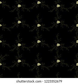 Little Flowers. Seamless Pattern with Gentle Daisy Flowers. Feminine Rapport for Linen, Fabric, Wallpaper in Trendy Country Style. Colorful Seamless Pattern with Tiny Flowers. Vector Background.