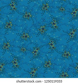 Little Flowers. Seamless Pattern with Gentle Wildflowers. Girlie Natural Background in Country Style with Small Blossoms of Daisy Flowers. Vector Ditsy Pattern for Paper, Textile. Floral Texture