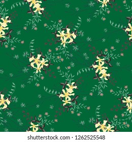 Little Flowers. Seamless Pattern with Gentle Wildflowers. Girlie Natural Background in Liberty Style with Small Blossoms of Daisy Flowers. Vector Ditsy Pattern for Paper, Linen, Chintz. Floral Texture