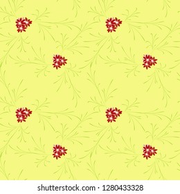 Little Flowers. Seamless Pattern with Gentle Daisy Flowers. Feminine Rapport for Linen, Fabric, Wallpaper in Trendy Country Style. Colorful Seamless Pattern with Tiny Flowers. Vector Background.