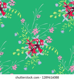 Little Flowers. Seamless Pattern with Gentle Wildflowers. Girlie Natural Background in Country Style with Small Blossoms of Daisy Flowers. Vector Ditsy Pattern for Fabric, Print. Floral Texture