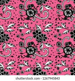 Little Flowers. Seamless Pattern in Liberty Style. Autumn Floral Texture with Hand Drawn Doodles. Small Natural Rapport for Fabric, Cloth, Textile. Vector Seamless Background with Wild Flowers.