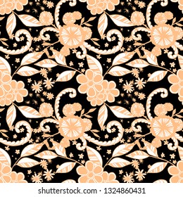 Little Flowers. Seamless Pattern in Liberty Style. Summer Floral Texture with Hand Drawn Doodles. Small Natural Rapport for Fabric, Linen, Textile. Vector Seamless Background with Wild Flowers.