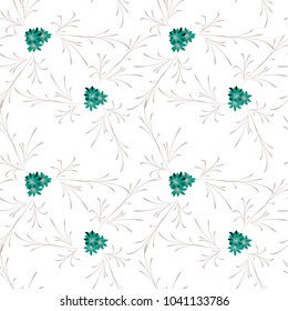 Little Flowers. Seamless Pattern with Pretty Daisy Flowers. Feminine Rapport for Linen, Textile, Fabric in Trendy Liberty Style. Colorful Seamless Pattern with Tiny Flowers. Vector Background.