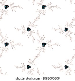 Little Flowers. Seamless Pattern with Pretty Daisy Flowers. Feminine Rapport for Textile, Fabric, Wallpaper in Trendy Liberty Style. Colorful Seamless Pattern with Tiny Flowers. Vector Background.