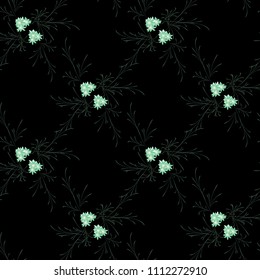 Little Flowers. Seamless Pattern with Pretty Daisy Flowers. Feminine Rapport for Linen, Fabric, Wallpaper in Trendy Rustic Style. Colorful Seamless Pattern with Tiny Flowers. Vector Background.