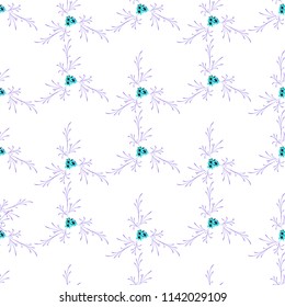 Little Flowers. Seamless Pattern with Pretty Daisy Flowers. Feminine Rapport for Linen, Textile, Fabric in Trendy Liberty Style. Colorful Seamless Pattern with Tiny Flowers. Vector Background.