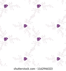 Little Flowers. Seamless Pattern with Pretty Daisy Flowers. Feminine Rapport for Linen, Textile, Wallpaper in Trendy Rustic Style. Colorful Seamless Pattern with Tiny Flowers. Vector Background.