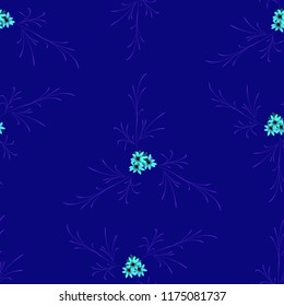 Little Flowers. Seamless Pattern with Pretty Daisy Flowers. Feminine Rapport for Linen, Textile, Fabric in Trendy Rustic Style. Colorful Seamless Pattern with Tiny Flowers. Vector Background.