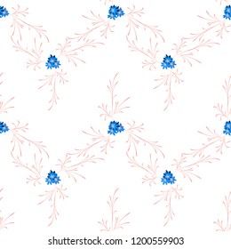 Little Flowers. Seamless Pattern with Pretty Daisy Flowers. Feminine Rapport for Linen, Textile, Fabric in Trendy Country Style. Colorful Seamless Pattern with Tiny Flowers. Vector Background.