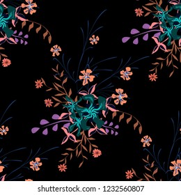 Little Flowers. Seamless Pattern with Pretty Wildflowers. Girlie Natural Background in Country Style with Small Blossoms of Daisy Flowers. Vector Ditsy Pattern for Wallpaper, Linen. Floral Texture