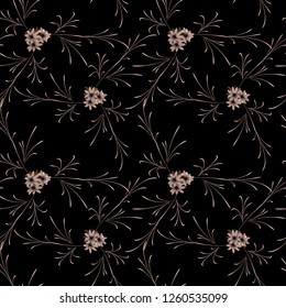 Little Flowers. Seamless Pattern with Pretty Daisy Flowers. Feminine Rapport for Linen, Textile, Wallpaper in Trendy Liberty Style. Colorful Seamless Pattern with Tiny Flowers. Vector Background.