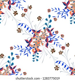 Little Flowers. Seamless Pattern with Pretty Wildflowers. Girlie Natural Background in Liberty Style with Small Blossoms of Daisy Flowers. Vector Ditsy Pattern for Fabric, Print. Floral Texture