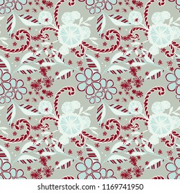 Little Flowers. Seamless Pattern in Rustic Style. Spring Floral Texture with Hand Drawn Doodles. Small Natural Rapport for Fabric, Linen, Textile. Vector Seamless Background with Wild Flowers.