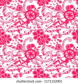 Little Flowers. Seamless Pattern in Rustic Style. Summer Floral Texture with Hand Drawn Doodles. Small Natural Rapport for Chintz, Linen, Calico. Vector Seamless Background with Wild Flowers.