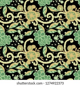 Little Flowers. Seamless Pattern in Rustic Style. Spring Floral Texture with Hand Drawn Doodles. Small Natural Rapport for Chintz, Cotton, Calico. Vector Seamless Background with Wild Flowers.