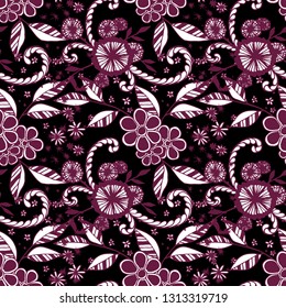 Little Flowers. Seamless Pattern in Rustic Style. Spring Floral Texture with Hand Drawn Doodles. Small Natural Rapport for Fabric, Cloth, Textile. Vector Seamless Background with Wild Flowers.