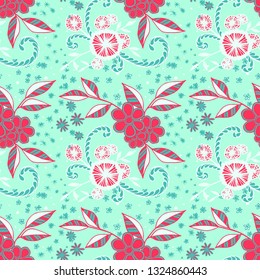 Little Flowers. Seamless Pattern in Rustic Style. Autumn Floral Texture with Hand Drawn Doodles. Small Natural Rapport for Dress, Cloth, Paper. Vector Seamless Background with Wild Flowers.