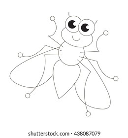 Little fly to be colored. Coloring book to educate kids. Learn colors. Visual educational game. Easy kid gaming and primary education. Simple level of difficulty. Coloring pages.