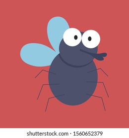 Pequeña mosca, ilustración, vector sobre fondo blanco.