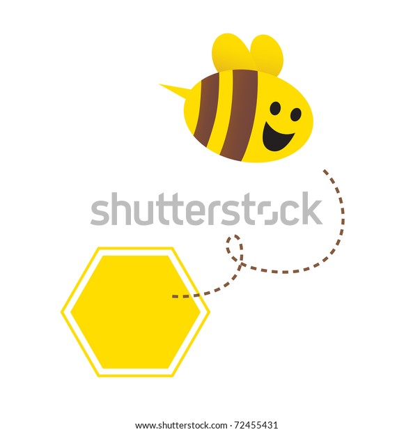 Little Flying Honey Bee Yellow Brown Stock Vector (Royalty Free) 72455431