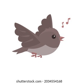 Little flying sparrow on a white background. Template for design and decoration. Vector isolated cartoon bird illustration