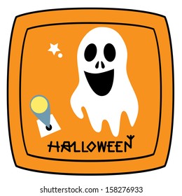 little flying white ghost banner with pin in tube frame tv vintage style