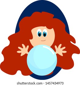 Little fortune teller, illustration, vector on white background.