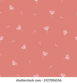 Little four petals flower and stamens seamless pattern