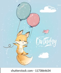 Little Fox With Balloon