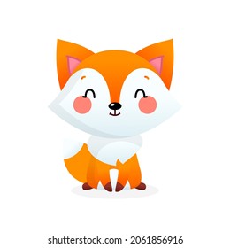 Little fox character icon. Illustration of a cute cartoon red fox isolated on a white background. Vector 10 EPS.
