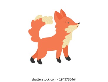 Little fox. Cute hand drawn fox isolated on white background.