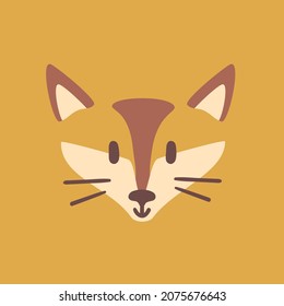 Little fox face. Funny cartoon zoo, vector illustration isolated on white background
