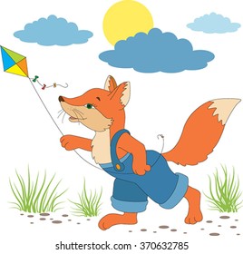 Little Fox illustration. Animals vector. Animals cartoon. 