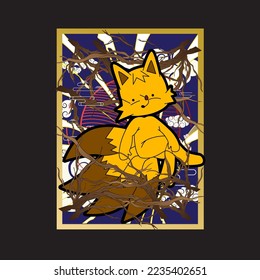 little fox illustration for new year logo, notebook, and background