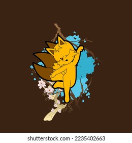 little fox illustration for new year logo, notebook, and background