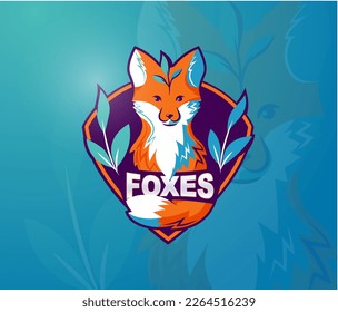 The little fox mascot logo of with text for kids in vector illustration

