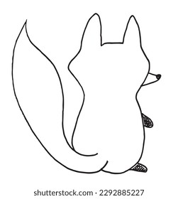 Little fox outline illustration vector image. 
Hand drawn fox artwork. 
Simple cute original logo of a monochrome fox.
Hand drawn illustration for posters, cards, t-shirts.