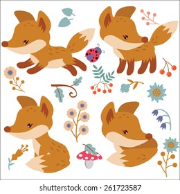 Little fox vector illustration