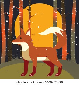 LITTLE FOX WALKING UNDER THE MOON