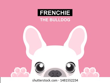 A little Frenchie puppy is looking out of the window. Vector illustration capturing the charm of a little Frenchie pup gazing curiously out of a window. Adorable and whimsical design.