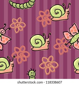 little friendly insects seamless pattern