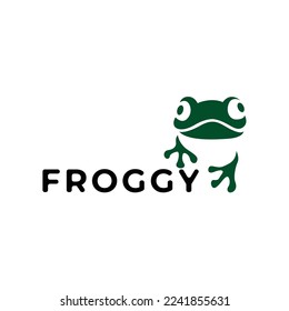 little frog head and hands logo vector